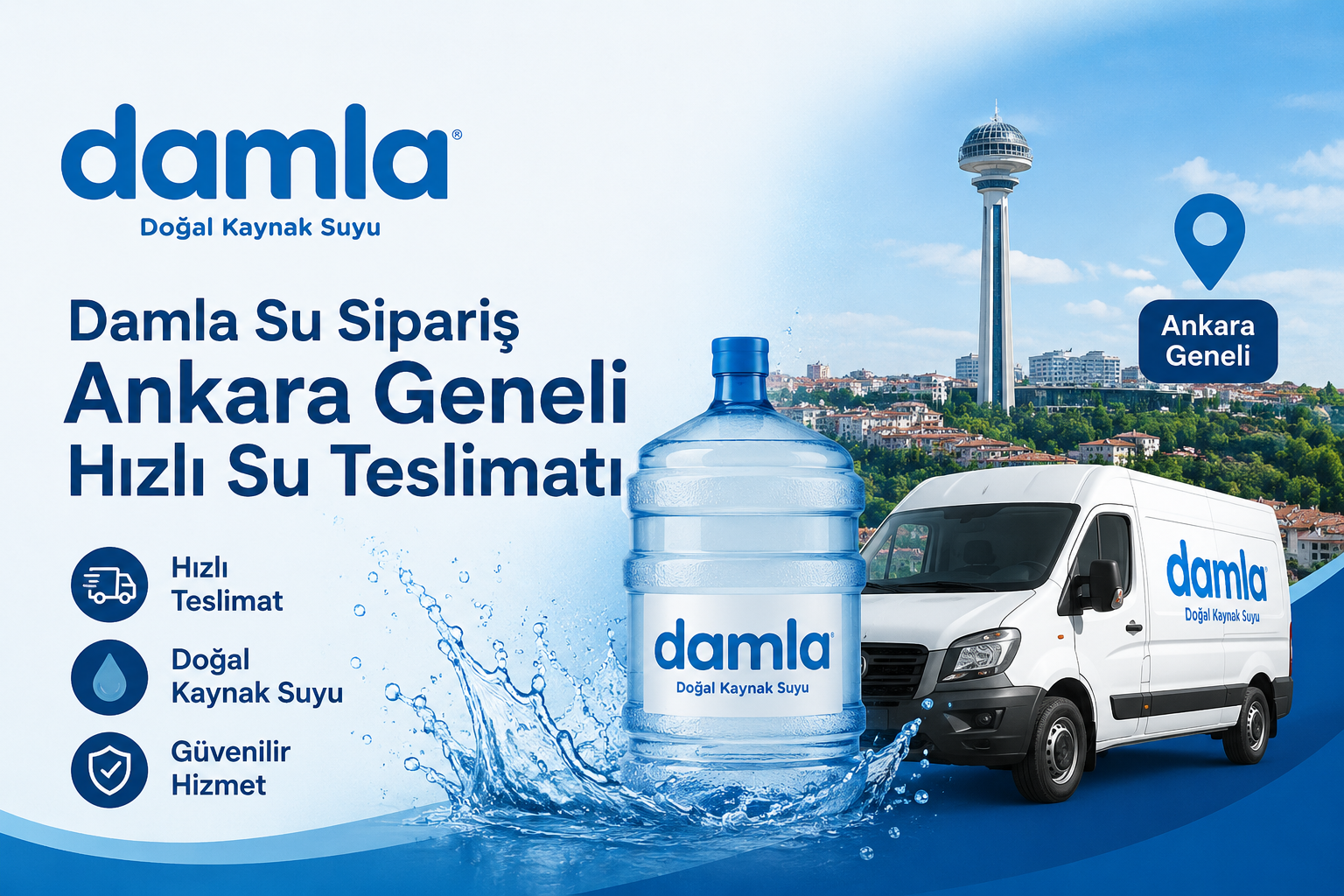 Damla Su طلب - توصيل مياه سريع على مستوى أنقرة